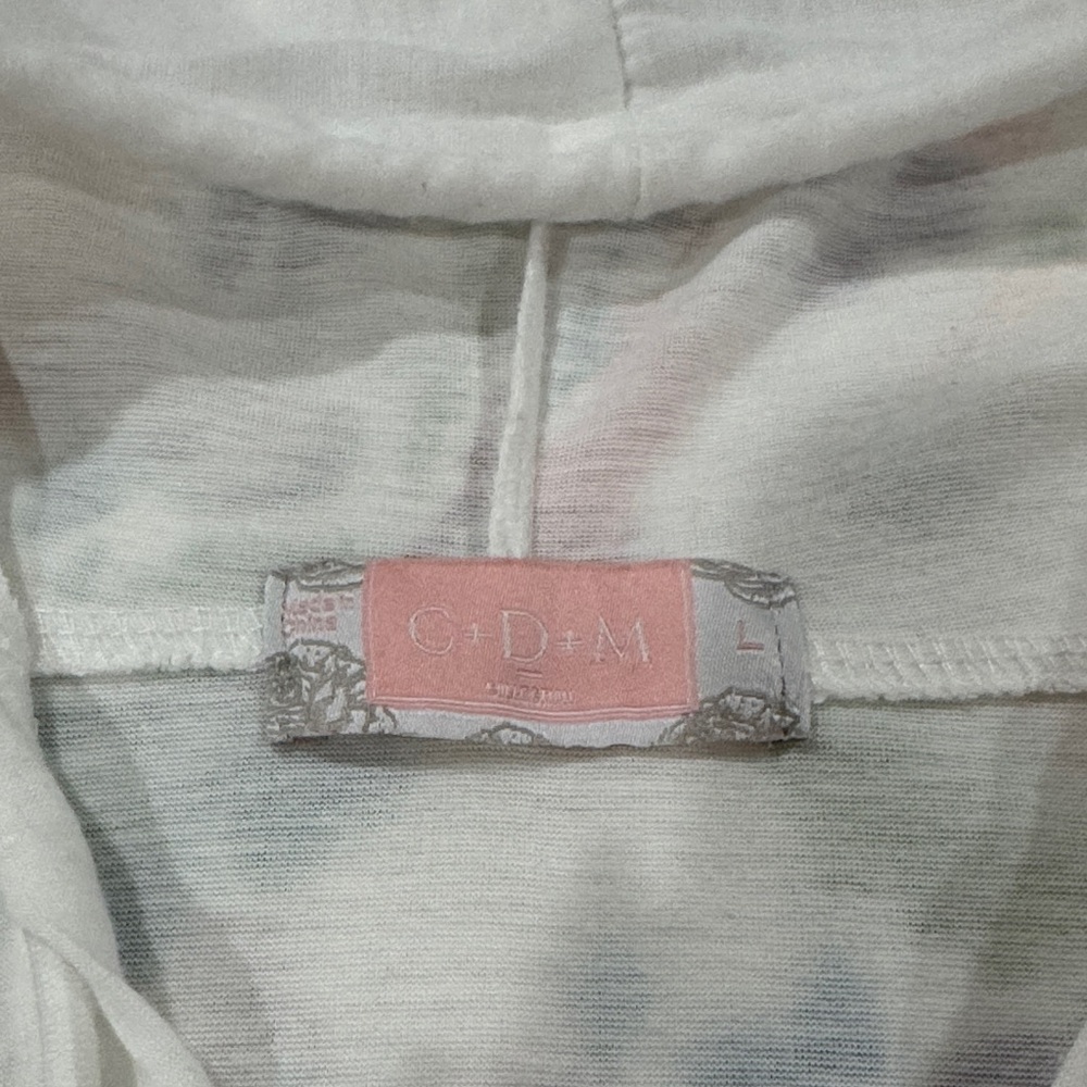 White Hooded Long Sleeve Top with Button Detail - Picture 2 of 4